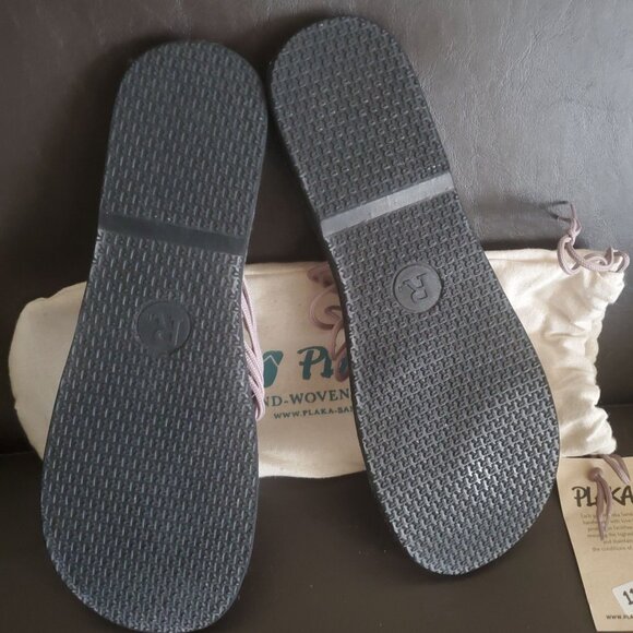 Plaka Flat Sandals Womens Slip-on size 11 brown color hand woven strappy new - Picture 4 of 12